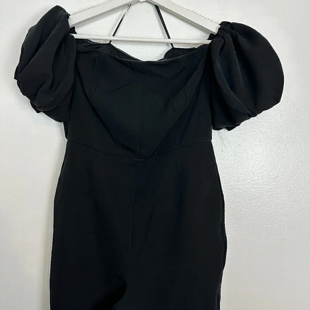 SAM EDELMAN Square Neck Puff Sleeve Jumpsuit in Black Size US 0